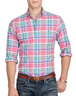 polo ralph lauren classic fit plaid oxford shirt