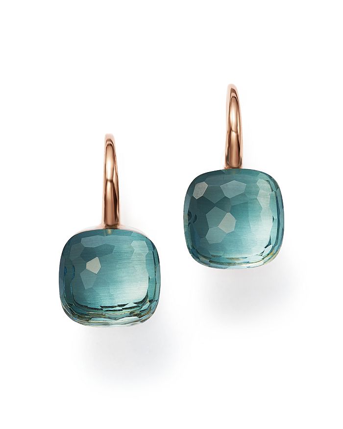POMELLATO NUDO EARRINGS WITH BLUE TOPAZ IN 18K ROSE AND WHITE GOLD,POA1070O6000000OY
