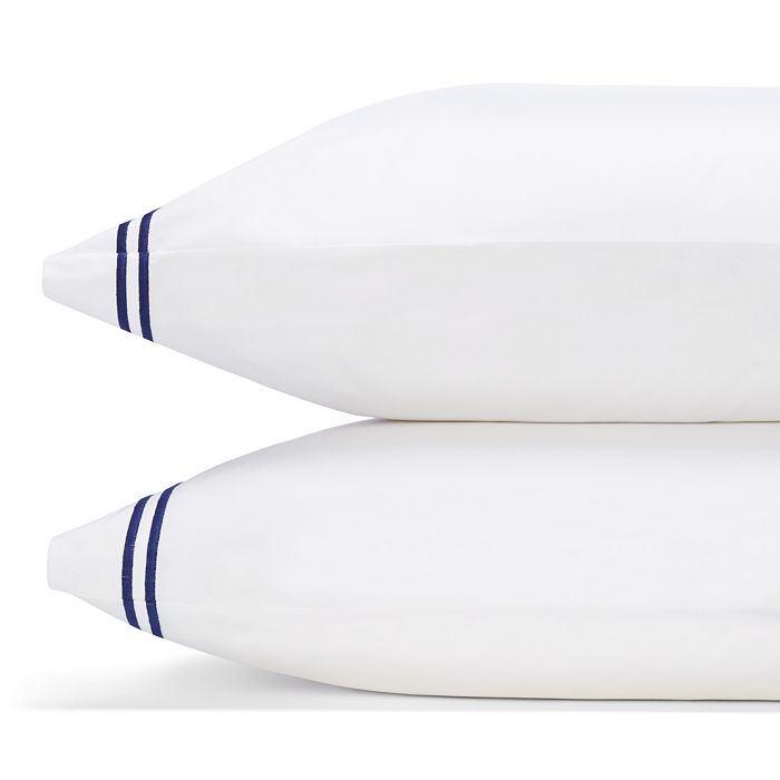 Shop Frette Classic King Pillowcase, Pair In White/navy