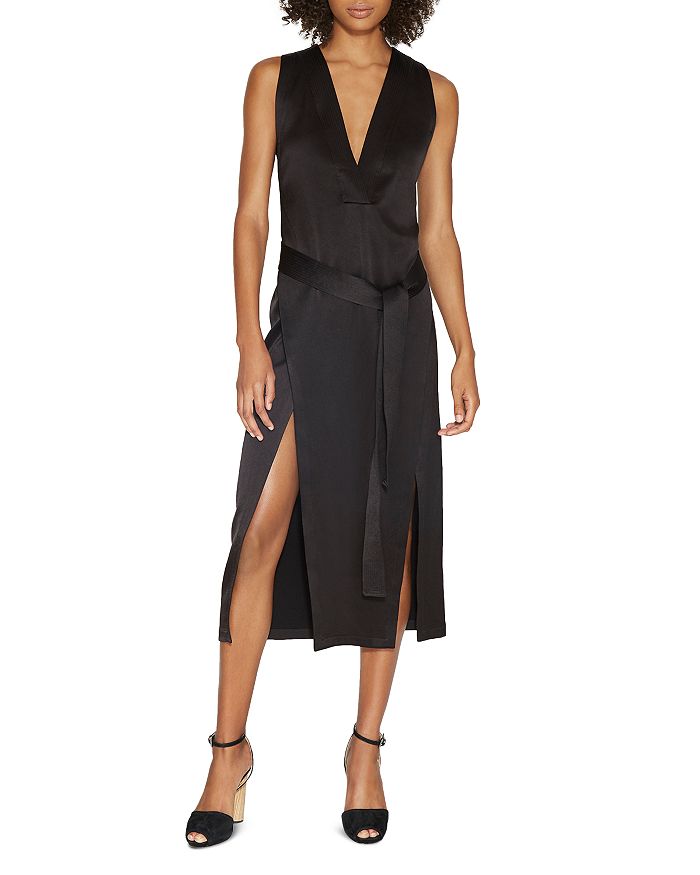 HALSTON HERITAGE HALSTON Satin Double Slit Dress Bloomingdale s