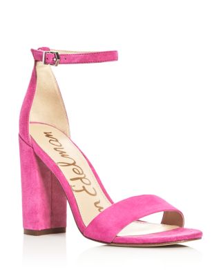 hot pink block heel pumps