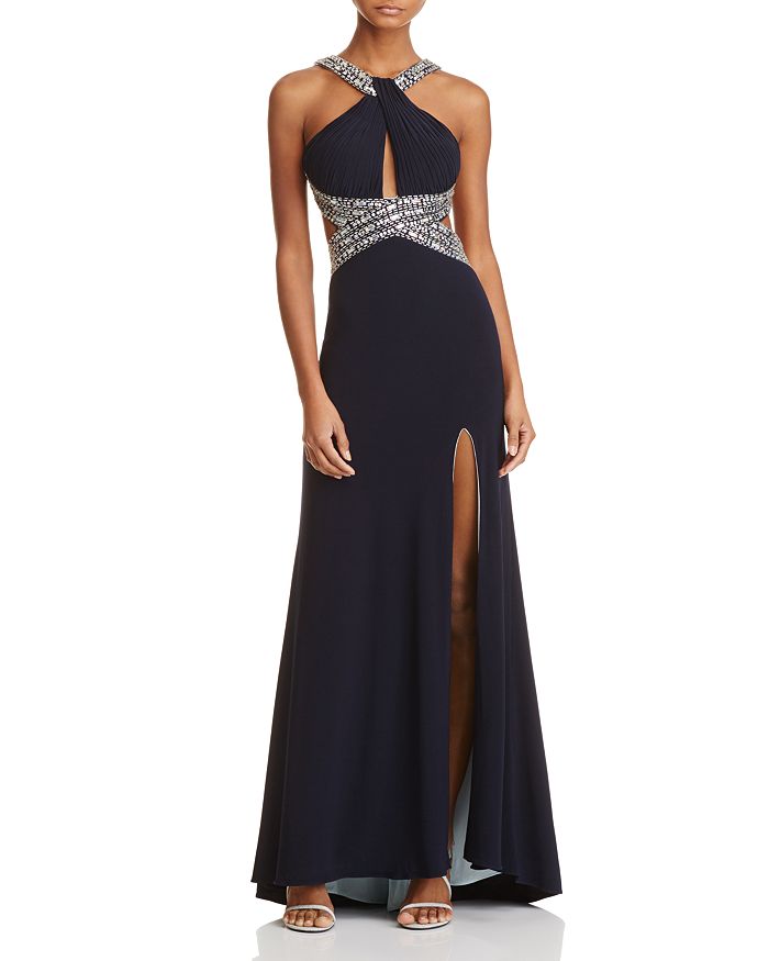 AQUA Embellished Open-Back Gown - 100% Exclusive | Bloomingdale's