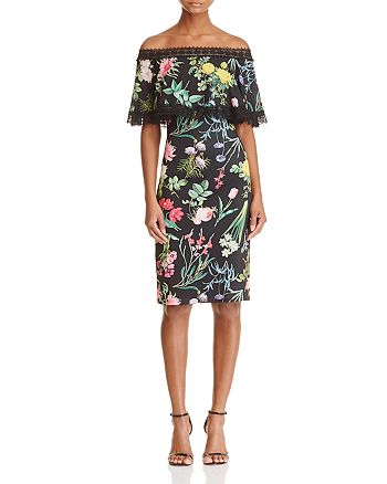 Tadashi Shoji Off The Shoulder Floral Cocktail Dress Bloomingdale S Also set sale alerts and shop exclusive offers only on shopstyle canada. shoulder floral cocktail dress