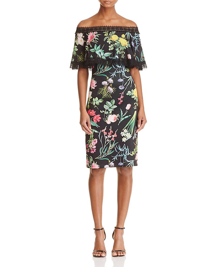 Tadashi Shoji Off the Shoulder Floral Cocktail Dress Bloomingdale s