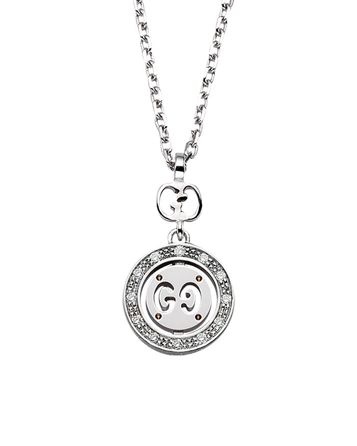 Gucci 18K White Gold Icon Twirl Necklace with Diamonds 15.7