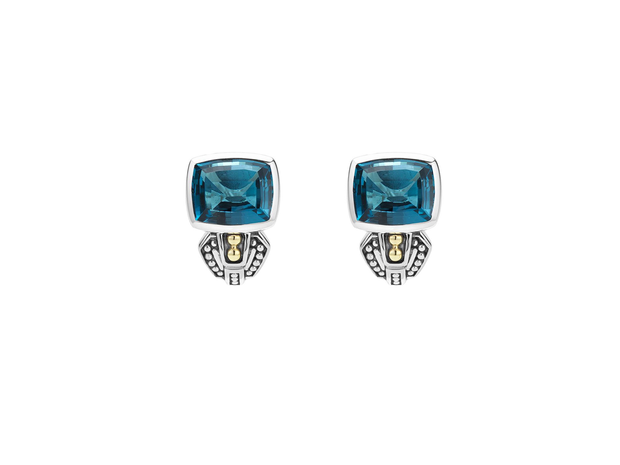 18K Gold and Sterling Silver Rittenhouse Stud Gemstone Huggie Drop Earrings — Image 13