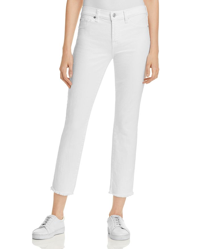 7 For All Mankind Roxanne Raw Hem Ankle Jeans In White Fashion