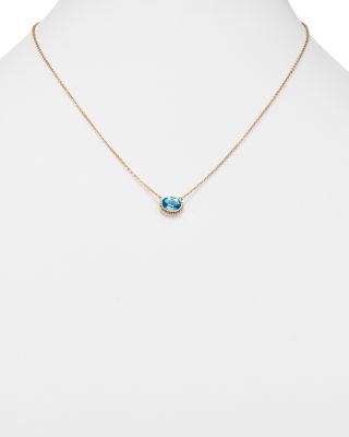 Blue Topaz Bezel Pendant Necklace in 14K Yellow Gold, 18" 