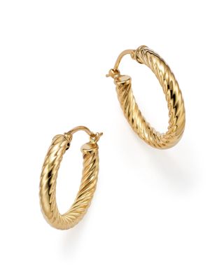 14k gold twisted hoop earrings