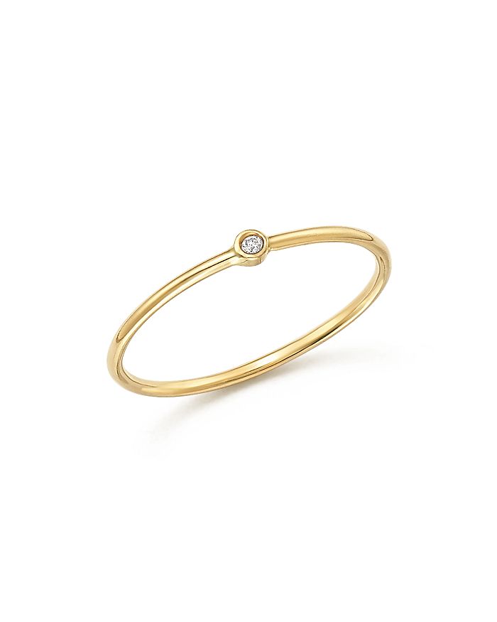 Shop Zoë Chicco 14k Yellow Gold Thin Ring With Diamond In White/gold