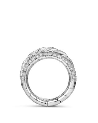 Pav&eacute; Flex Four Row Ring with Diamonds in 18K White Gold