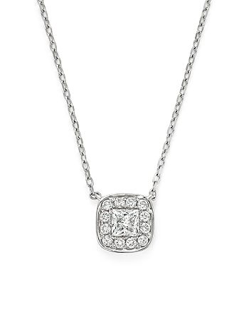 Bloomingdale's Diamond Cluster Bezel Pendant Necklace in 14K White Gold ...