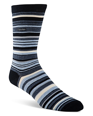 Calvin Klein Barcode Multistripe Socks In Navy/pale Denim Heather