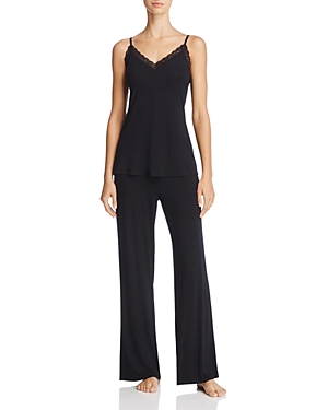 Natori Feathers Satin Camisole Pajama Set In Black
