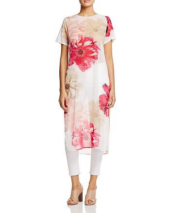 Calvin Klein Long Floral Print Tunic | Bloomingdale's