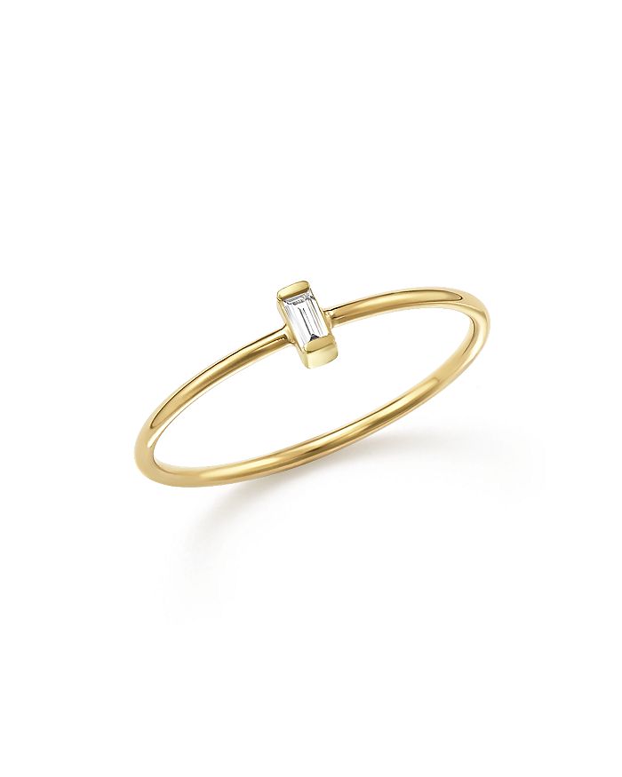 Zoë Chicco 14k Yellow Gold Baguette Diamond Ring In White/gold