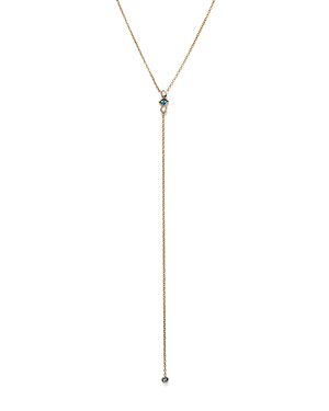 Zoe Chicco 14K Yellow Gold Y Necklace with Diamond and Aquamarine, 18 - 100% Exclusive
