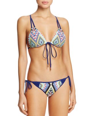 Woven Triangle Bikini Top & Tie Side Cali Bikini Bottom