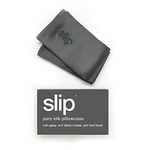 Slip For Beauty Sleep Pure Silk Queen Pillowcase In Charcoal