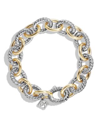 Oval Large Link Bracelet with Gold, 8.25"