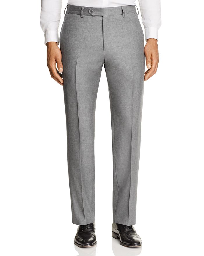 Luigi Bianchi Solid Twill Classic Fit Dress Pants In Medium Grey