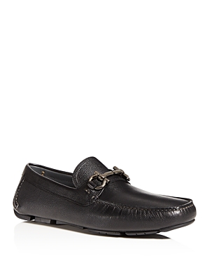 Salvatore Ferragamo Men's Parigi Double Gancini Bit Pebbled Leather Loafers - Regular