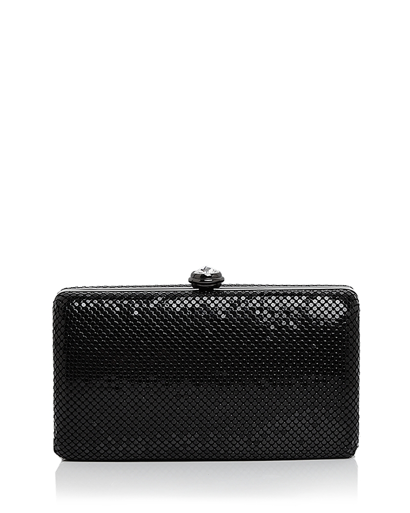 Sondra Roberts Rhinestone Box Clutch In Black/black