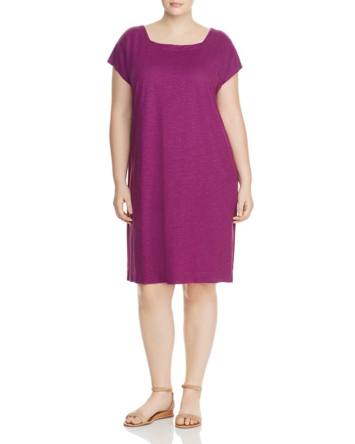Eileen Fisher Plus Short Sleeve Square Neck Dress | Bloomingdale's