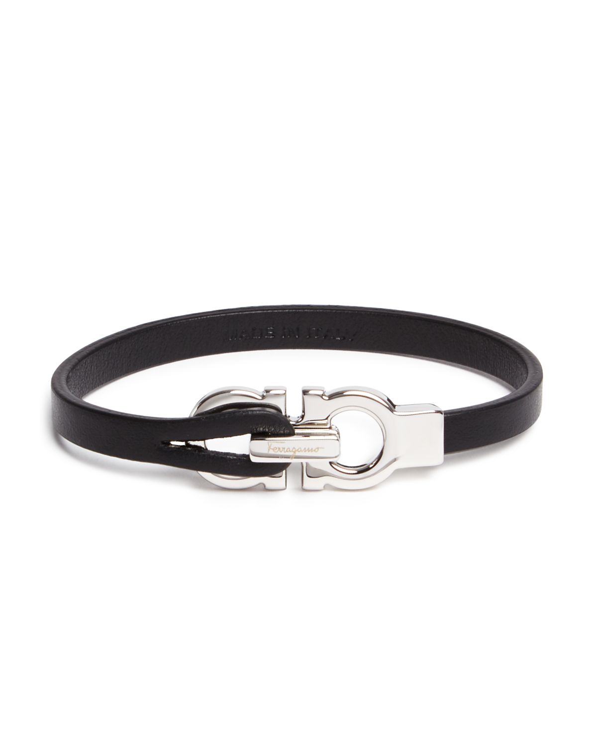 Salvatore Ferragamo Men's Double Gancini Leather Bracelet