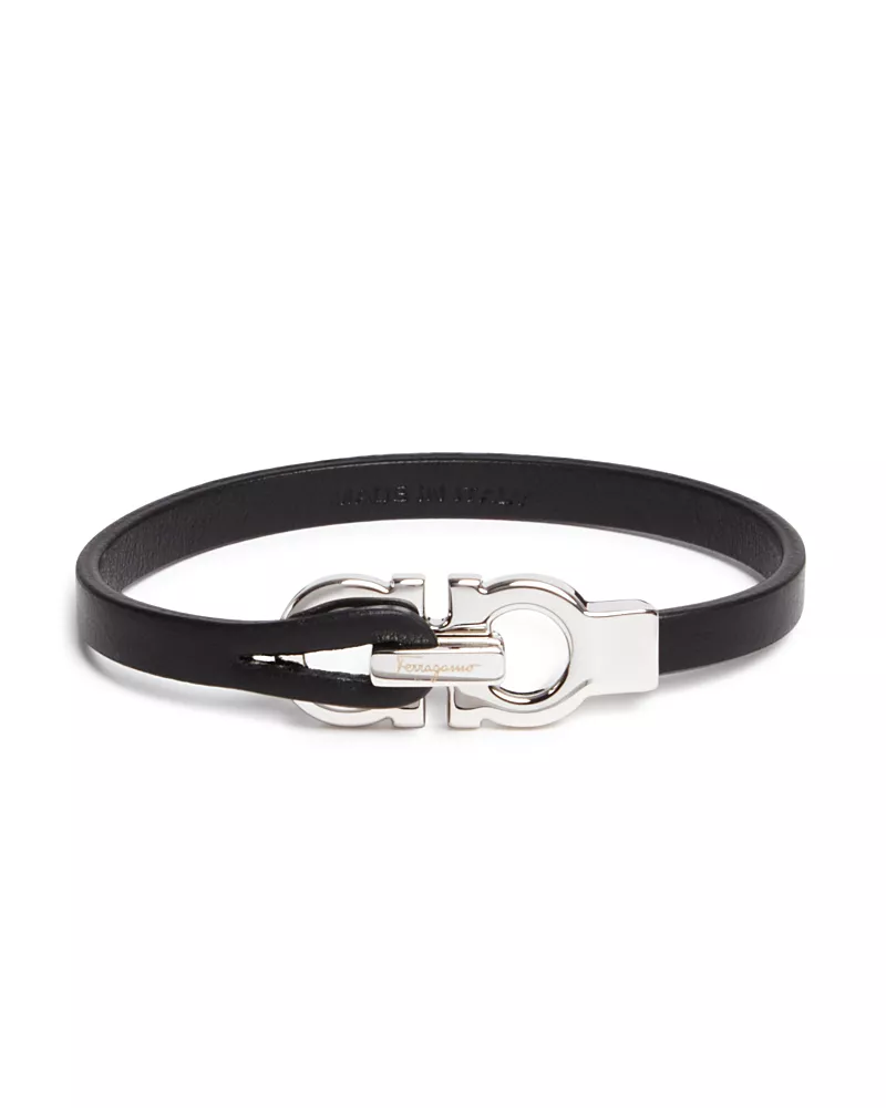 Salvatore Ferragamo Men's Double Gancini Leather Bracelet