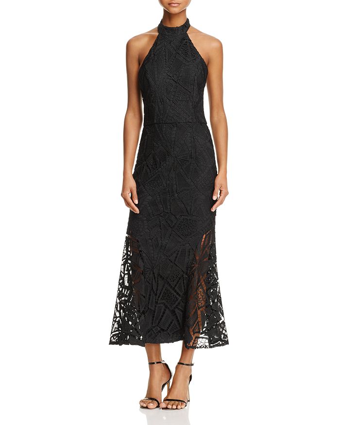 Lace halter sales midi dress
