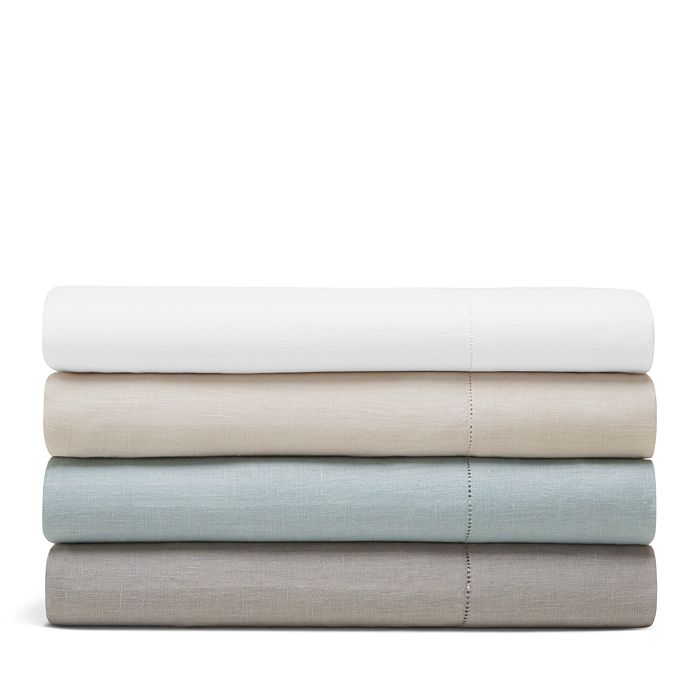 Amalia Home Collection 's Stonewashed Linen Fitted Sheet, Queen - 100% Exclusive In White