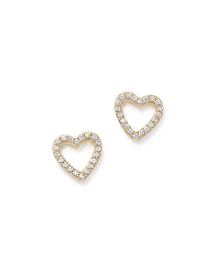 Bloomingdale's Diamond Heart Stud Earrings In 14k Yellow Gold,.20 Ct. T.w.- 100% Exclusive In White/rose Gold