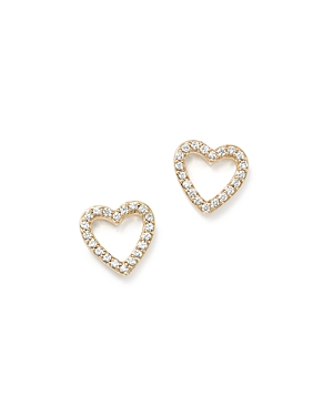 Diamond Heart Stud Earrings in 14K Yellow Gold,.20 ct. t.w.- 100% Exclusive
