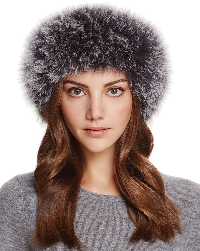 Maximilian Furs Fox Fur Knit Headband In Black Snowtop
