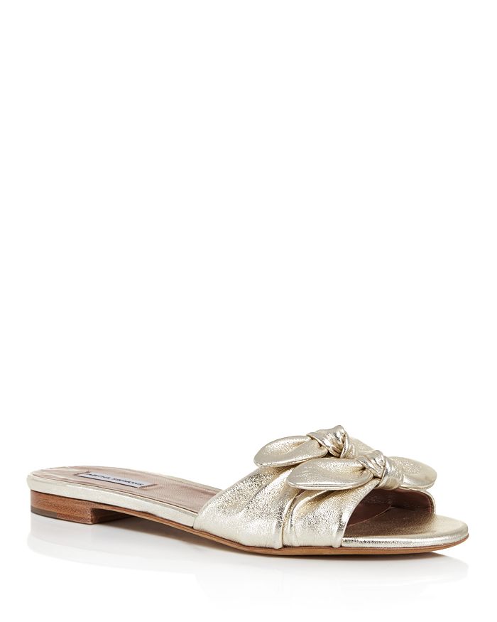 Tabitha Simmons Cleo Knotted Metallic Leather Slide Sandals ...