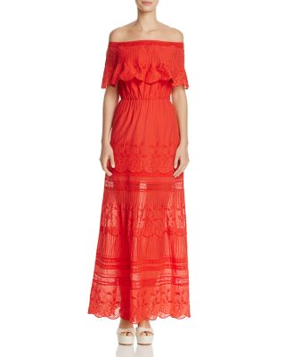 Alice and Olivia Alice + Olivia Pansy Embroidered Off-the-Shoulder Maxi  Dress | Bloomingdale's