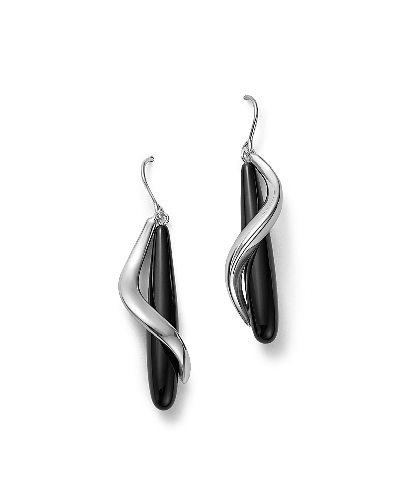 Bloomingdale's Onyx Spiral Drop Earrings In Sterling Silver - Exclusive In Black/silver