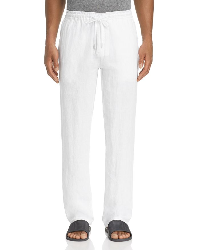 Shop Vilebrequin Linen Regular Fit Drawstring Pants In White