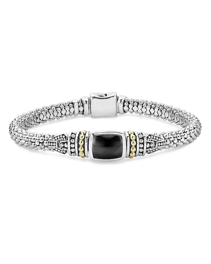 LAGOS 18K GOLD AND STERLING SILVER CAVIAR COLOR BRACELET WITH BLACK ONYX,05-81124-OXXM