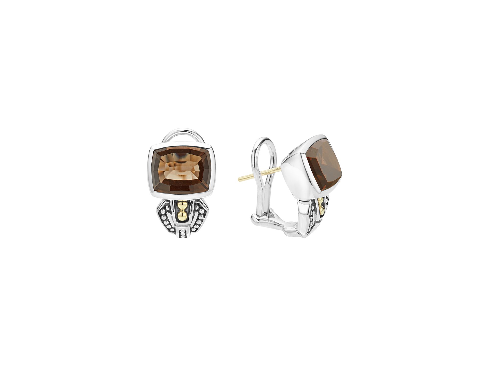 18K Gold and Sterling Silver Rittenhouse Stud Gemstone Huggie Drop Earrings — Image 8