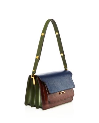 Marni Trunk Color Block Saffiano Leather Shoulder Bag