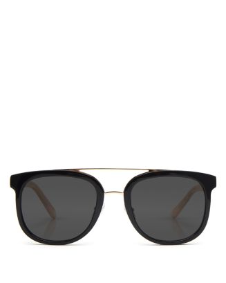 Krewe CL-10 Polarized Black Square Sunglasses with Gold Double Brow Bar, 53mm KREWE BEAU NYLON Black + Shadow 24K Polarized – Lawrence Covell main image 3