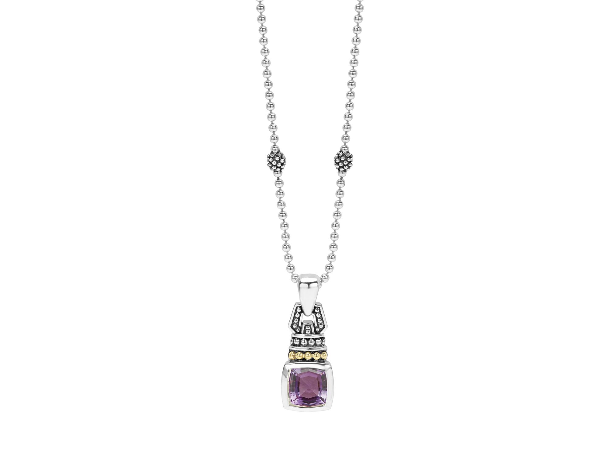 18K Gold and Sterling Silver Rittenhouse Necklace with Amethyst, 16" - Image 1