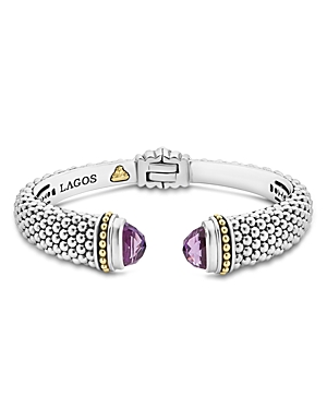Lagos 18K Gold and Sterling Silver Caviar Color Amethyst Cuff, 12mm