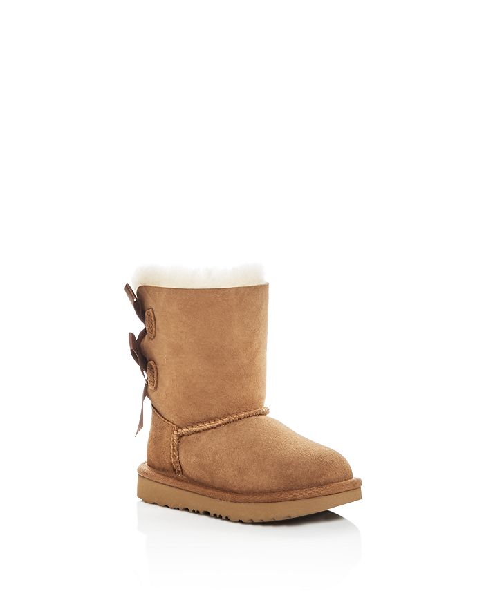 Shop Ugg Girls' Bailey Bow Ii Shearling Boots - Toddler In Chestnut
