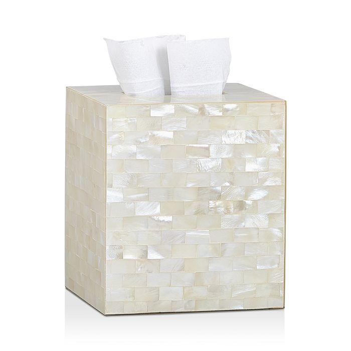 Labrazel White Agate Tissue Box In Opal Ivory