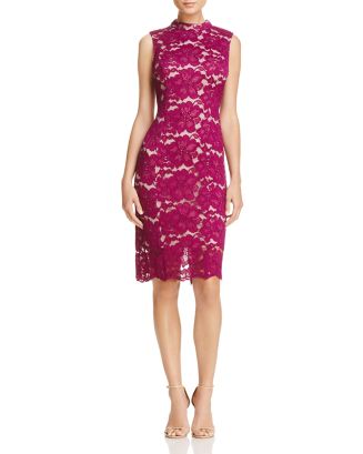 Adrianna Papell Mock Neck Lace Dress | Bloomingdale's