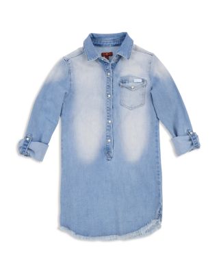 7 For All Mankind - Girls' Faded & Frayed Denim Dress - Big Kid