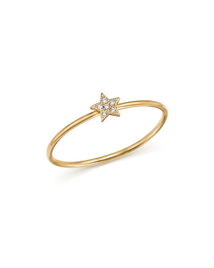Zoë Chicco 14k Yellow Gold Itty Bitty Diamond Star Ring In White/gold